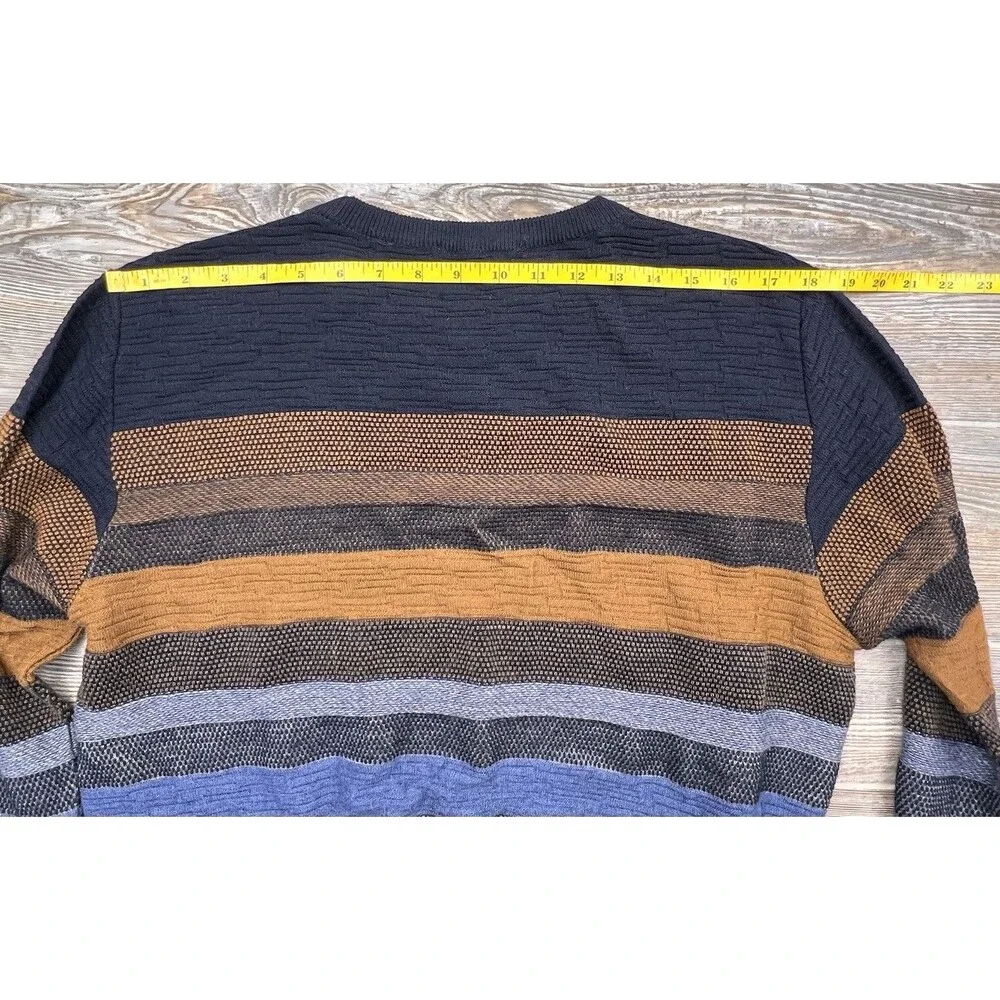 Bullock & Jones Striped Virgin Wool & Acrylic Sweater‎ Size L Blue/Brown ITALY